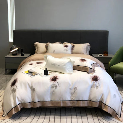 DecorBites™ Eucalyptus Lyocell Flowers Duvet Set with Sheet & Pillowcases