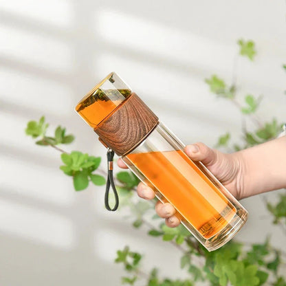 DecorBites™ High-End Thermal Glass Water Bottle with Stainless Steel Insulation