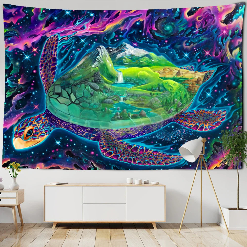 Enchanted Forest Tapestry Wall Art by Decobites - Psychedelic Bohemian Hippie Decor