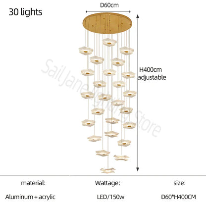 DecorBites™ Lotus Leaf Chandelier: Modern Nordic Design for Living Room, Bedroom, Attic.