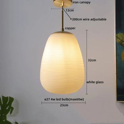 DecorBites™ Glass Copper LED Pendant Chandelier for Bedroom Dining Living Room