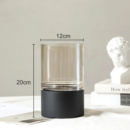 DecorBites™ Gold Glass Vase Clear Desk Decor Hydroponic Floral Arrangement Bud Flower Pot