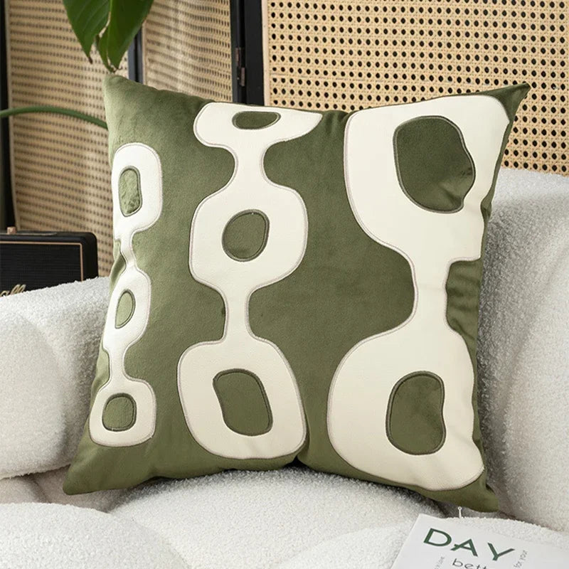 DecorBites™ Embroidered Patchwork Cushion Cover 45*45 for Elegant Living Room Decor