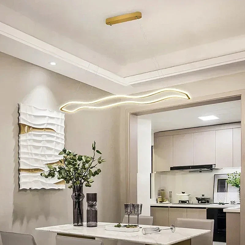 DecorBites™ LED Pendant Light: Modern Aluminum Line Shapes Chandelier