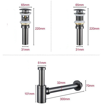 DecorBites™ Brass Round Siphon P-Trap Set with Pop-Up Drainer Gun Grey