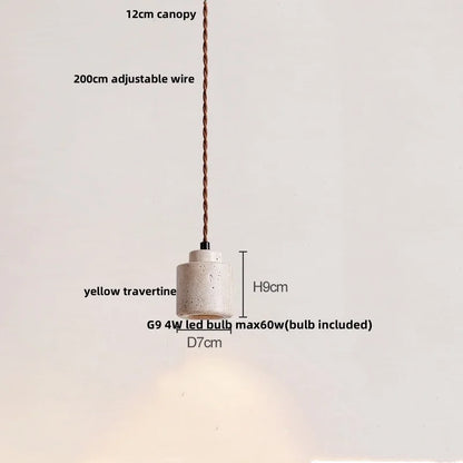 DecorBites™ LED Hanging Light Fixture Yellow Travertine Nordic Wire Adjustable Pendant Lamp