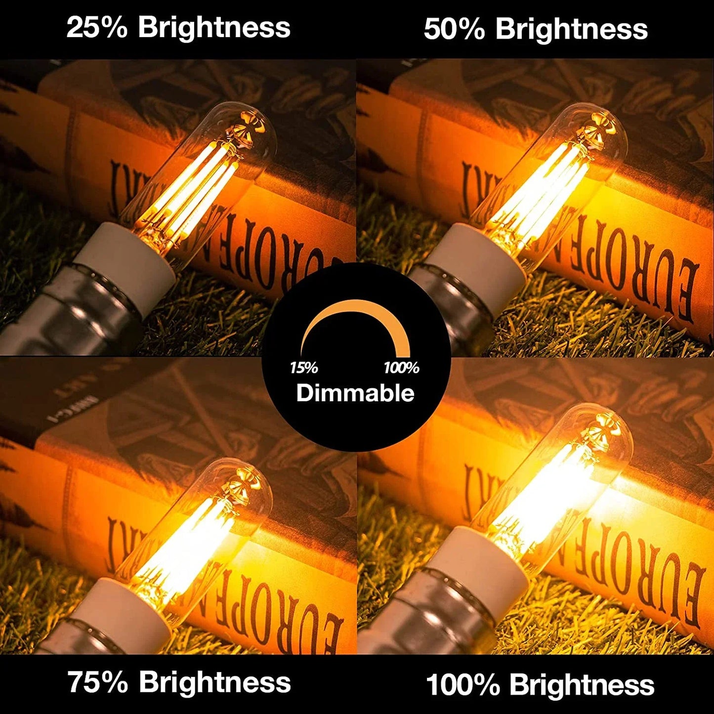 DecorBites™ Gold Tint Tubular LED Bulb E12 E14 Candelabra Dimmable 4W T25 T6