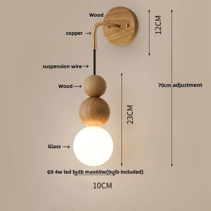 DecorBites™ LED Walnut Wood Wall Light Sconce with Adjustable Acrylic Lamparas