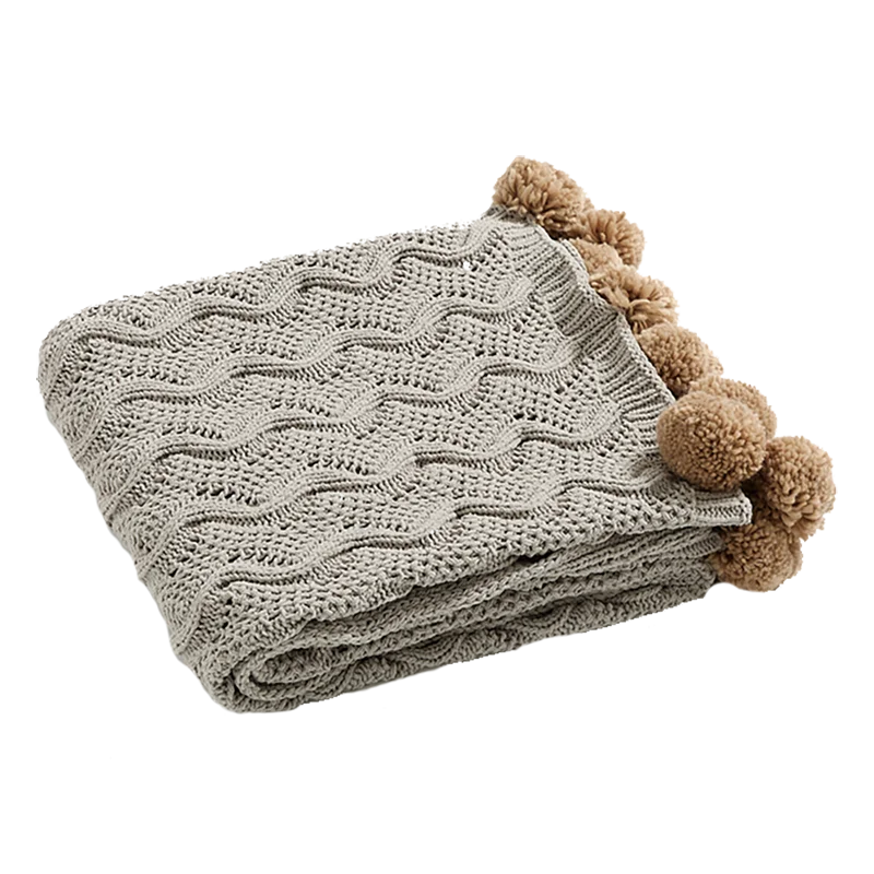 DecorBites™ Elegant Chenille Pompons Throw Blanket