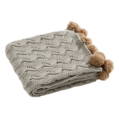 DecorBites™ Elegant Chenille Pompons Throw Blanket