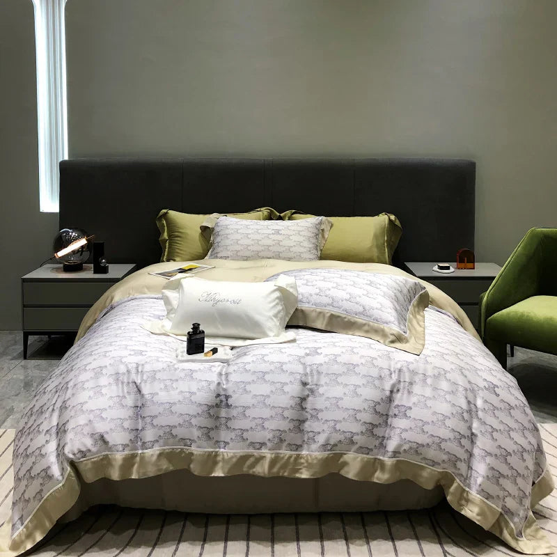 DecorBites™ Eucalyptus Lyocell Flowers Duvet Set with Sheet & Pillowcases