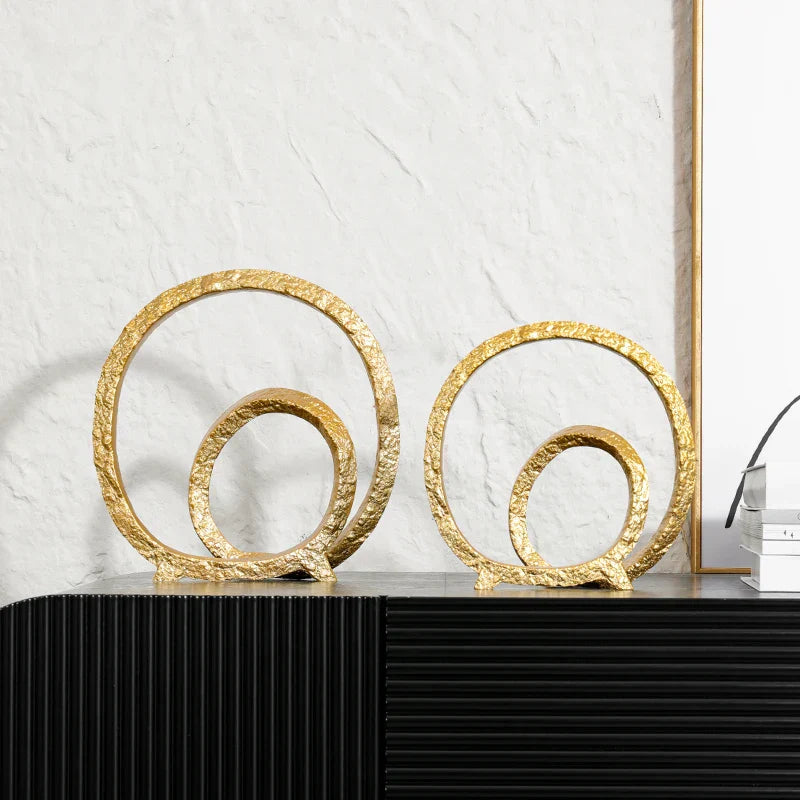 DecorBites™ Golden Circle Hollowed-out Ornaments: Home Decor Figurines