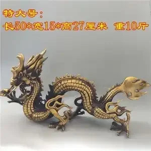 DecorBites™ Large Copper Dragon Ornament Feng Shui Craft Gift Antique Collectible
