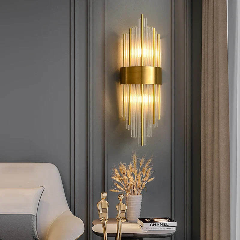 Gold Crystal LED Sconce Warm White 2700K