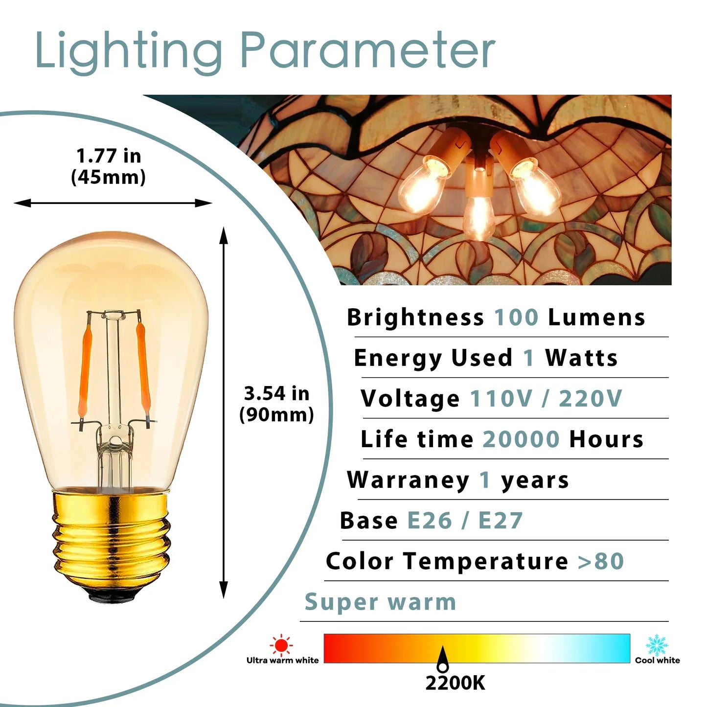Bombilla LED de filamento DecorBites™ 3W ST45 Dorada Regulable E26 E27 2200K Decoración para interiores