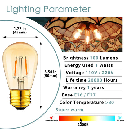 Bombilla LED de filamento DecorBites™ 3W ST45 Dorada Regulable E26 E27 2200K Decoración para interiores