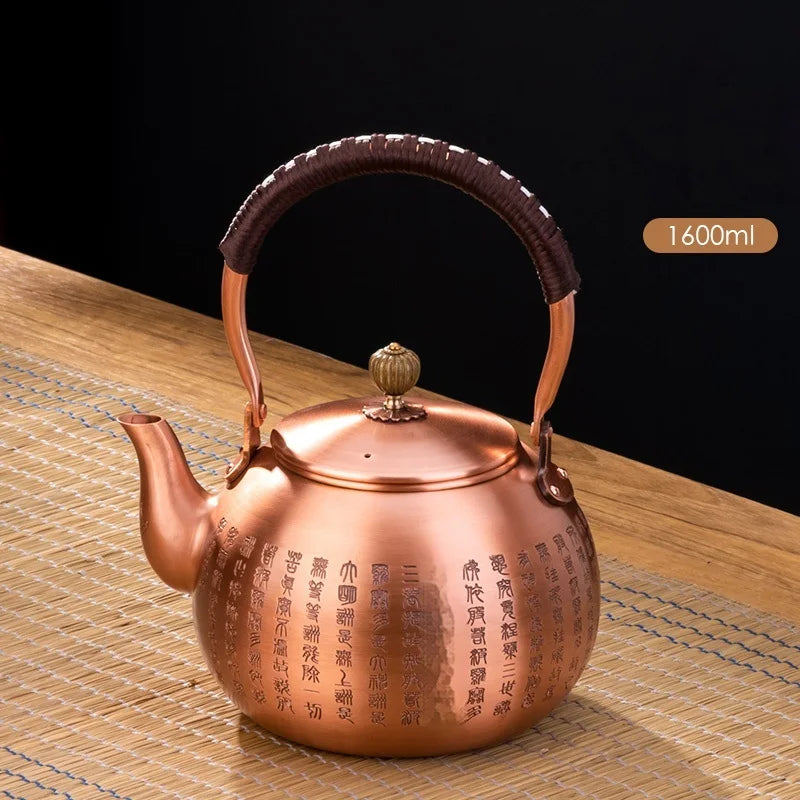 DecorBites™ Handmade Copper Tea Pot with Knitting Handle - Chinese Light Luxury Tea Set