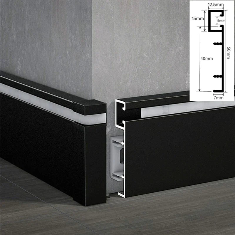 DecorBites™ LED Skirting Profile: Hidden Corner Recessed Aluminum Baseboard Light Strip