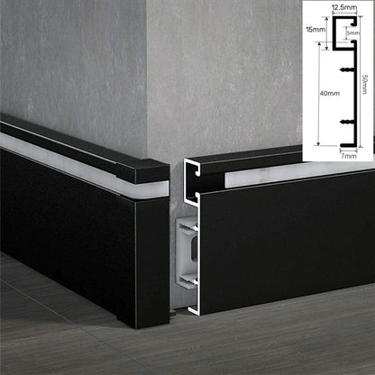 DecorBites™ LED Skirting Profile: Hidden Corner Recessed Aluminum Baseboard Light Strip