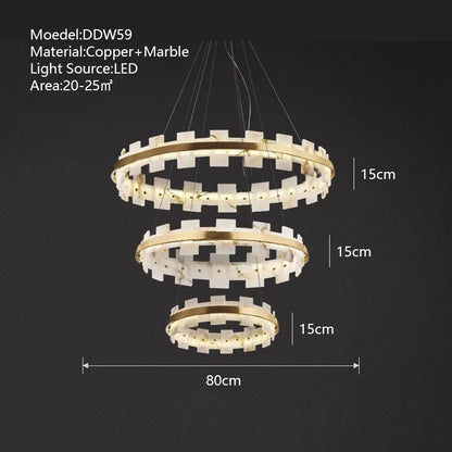 DecorBites™ LED Marble Chandelier: Modern Lighting for Living Room, Bedroom, or Restaurant.