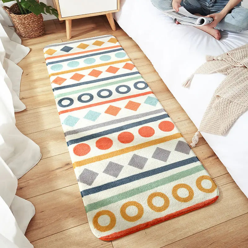 Decobites Cozy Faux Lamb Wool Bedside Rug for Bedroom Decor Anti-Slip Soft Living Room Carpet