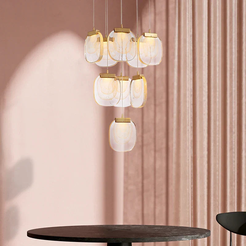 DecorBites™ Glass Pendant Lights: Modern Crystal Hanging Lamp for Home Decor