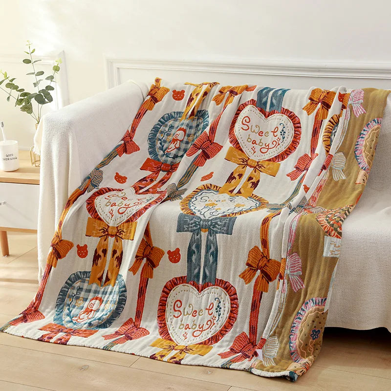 Toalla de baño infantil DecorBites™ de algodón de gasa de 5 capas - 120 x 150 cm