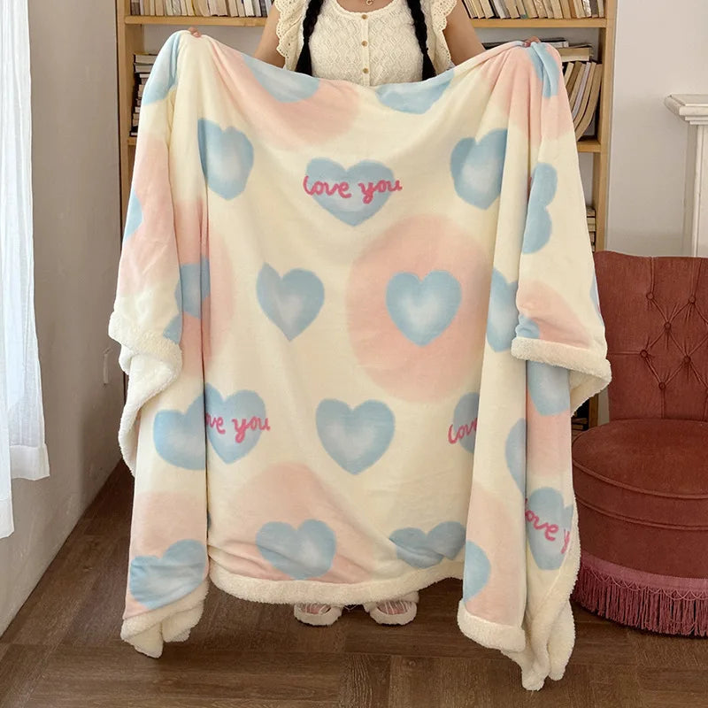 DecorBites™ Korean Cartoon Plush Blanket, Soft Nap Sofa Cover for Home Dormitory