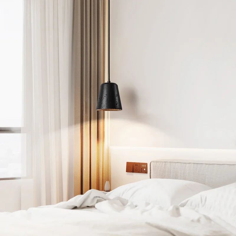 ديكوربايتس™ مصباح معلق من الترافرتين الأسود - مصابيح LED معلقة بتصميم بسيط على الطراز الاسكندنافي لغرفة المعيشة وغرفة الطعام