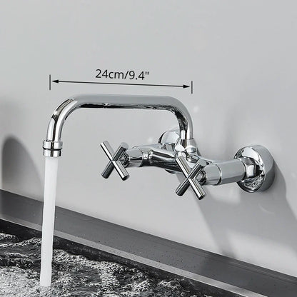 DecorBites™ Black Kitchen Faucet Mixer Tap Swivel Spout Wall Mounted Hot Cold Water