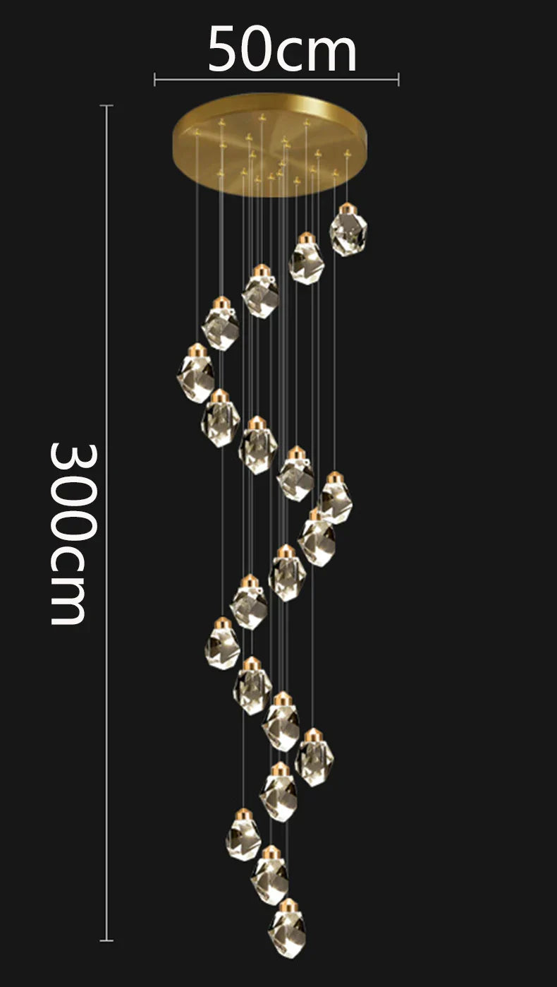 Lámpara colgante de cristal DecorBites™ para escalera, iluminación moderna para sala de estar