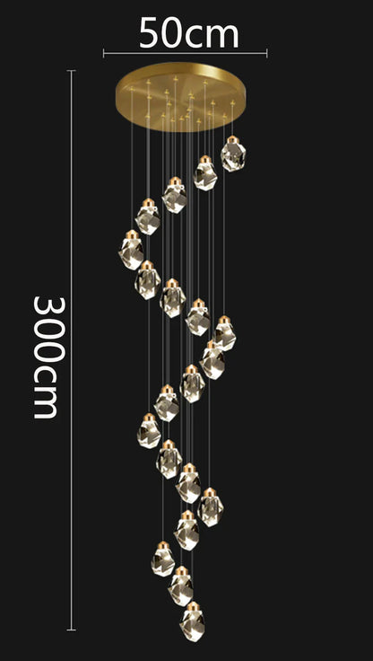 Lámpara colgante de cristal DecorBites™ para escalera, iluminación moderna para sala de estar