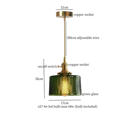 DecorBites™ Green Glass LED Pendant Light Fixture - Modern Nordic Hanging Lamp