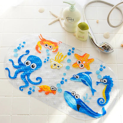 Decobites Cartoon Non-Slip Bathroom Mat with Suction Cup for Child Bathtub Eco-Friendly