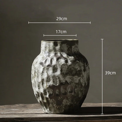 DecorBites™ Coarse Pottery Vase Chinese Retro Porcelain Floral Arrangement Home Decor