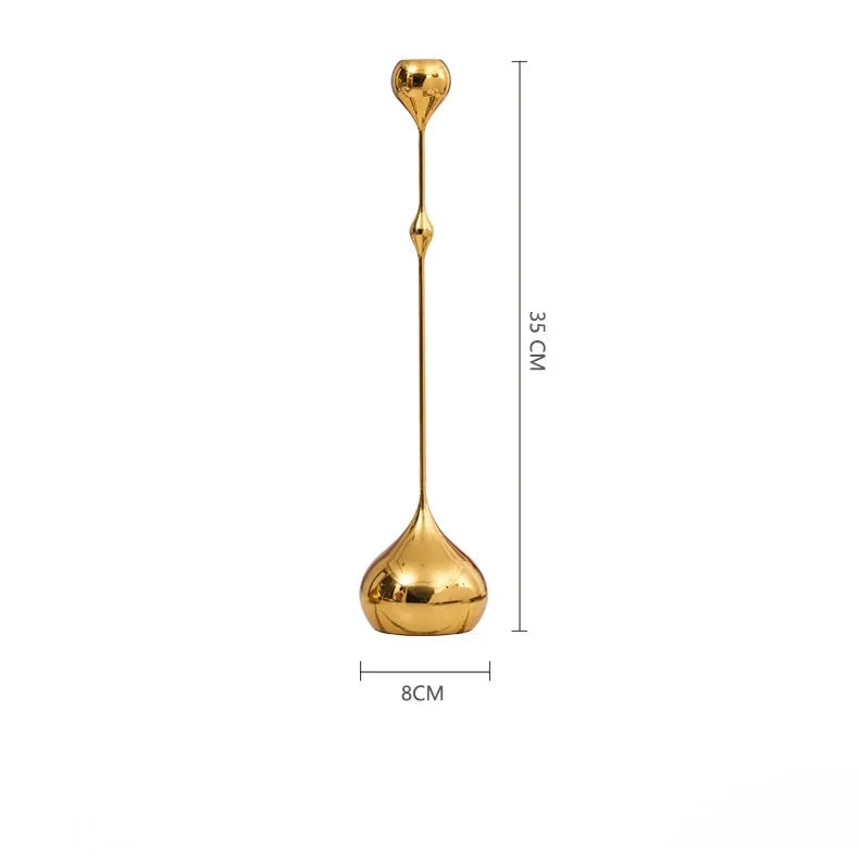 Sostenedor de velas en forma de gota de agua geométrica dorada Decorbites™ para escritorio, almacenamiento, centros de mesa para bodas