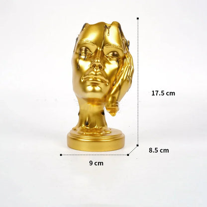 DecorBites™ Abstract Face Mask Silence Gold Resin Statue Home Decor Figurine
