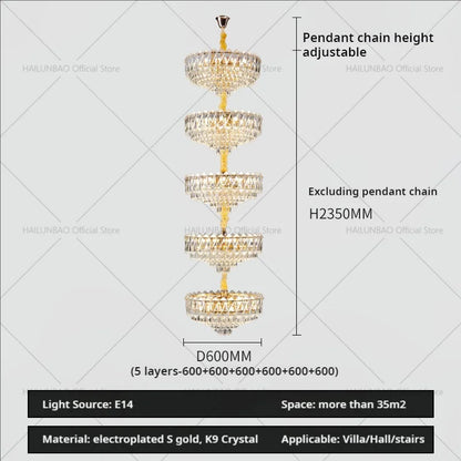 DecorBites™ Crystal Duplex Chandelier: New Light Luxury Post-Modern Hall Lighting for High Living Room