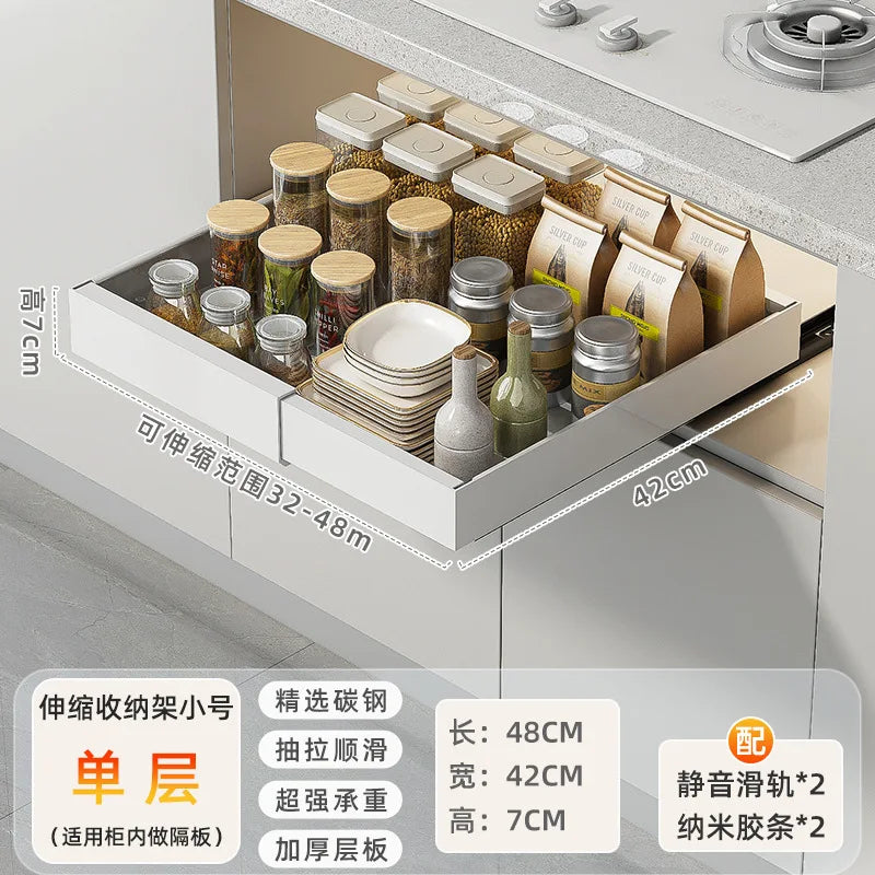 DecorBites™ Kitchen Storage Rack Drawer Organizer with Slide Rails