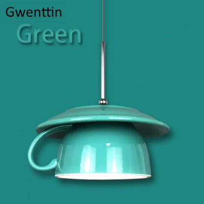 DecorBites™ Ceramic Cup Pendant Light: Stylish LED Hanging Lamp for Home Decor and Kitchen
