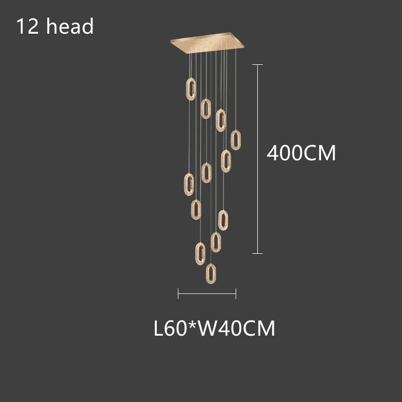 Decorbites™ Lámpara colgante LED de araña de acrílico dorado para decoración moderna de escaleras, dormitorios y salas de estar