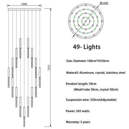 Lámpara de araña LED de cristal DecorBites™: Iluminación elegante para escaleras y sala de estar