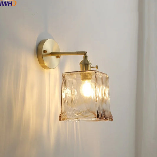 DecorBites™ Glass Copper LED Wall Lamp with Knob Switch for Modern Home Decor