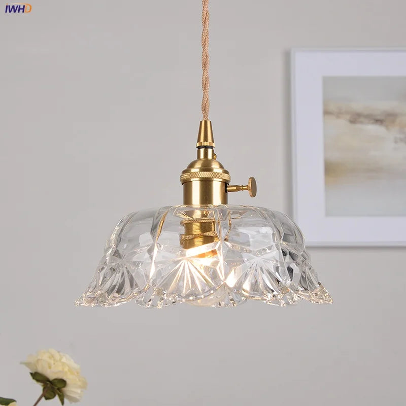 DecorBites™ Brass Glass LED Pendant Lights: Modern Nordic Hanging Lamp for Home Decor