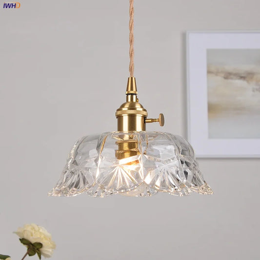 DecorBites™ Brass Glass LED Pendant Lights: Modern Nordic Hanging Lamp for Home Decor