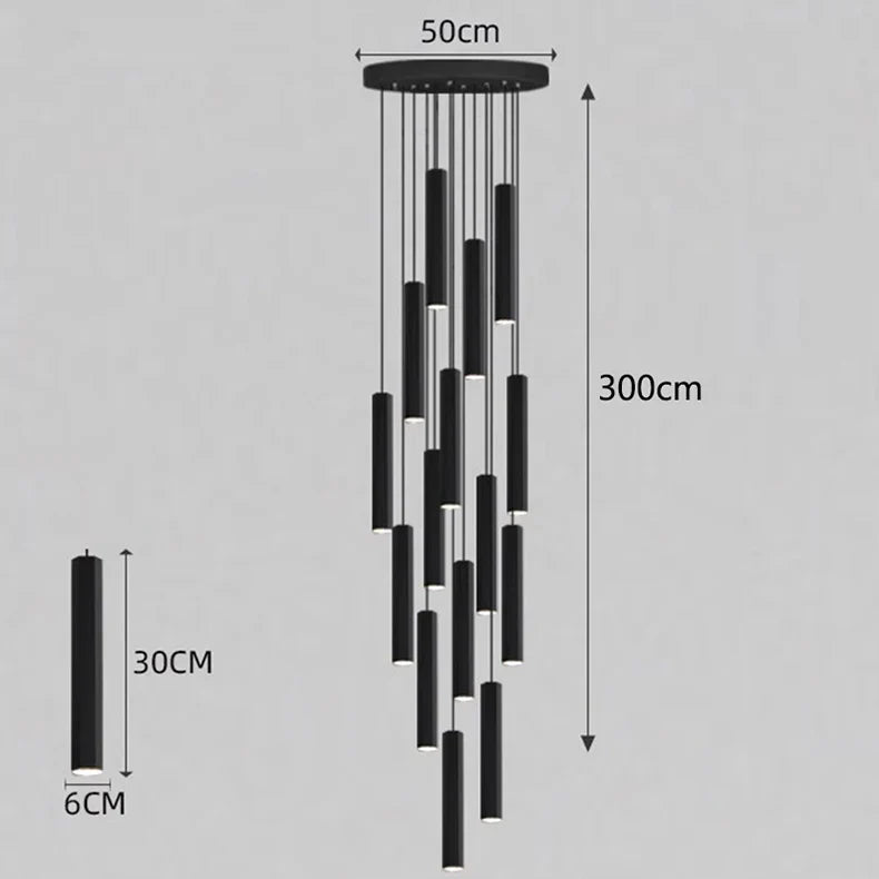 DecorBites™ Crystal Chandelier Stair Pendant Lamp Living Room Lighting