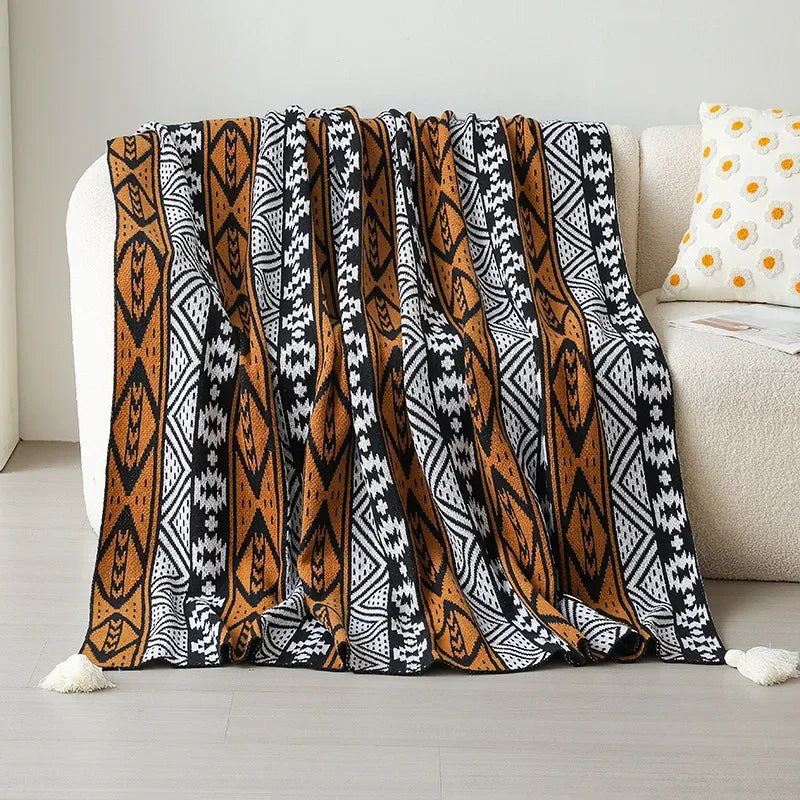 DecorBites™ Bohemian Winter Blanket: Skin-friendly, Thick & Multifunctional for Office, Travel & Home