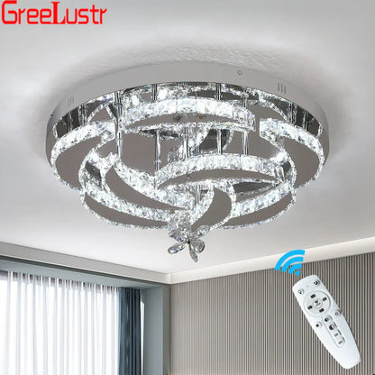 DecorBites™ Crystal Drop Chandelier Ceiling Light with RC Dimming for Modern Home Decor