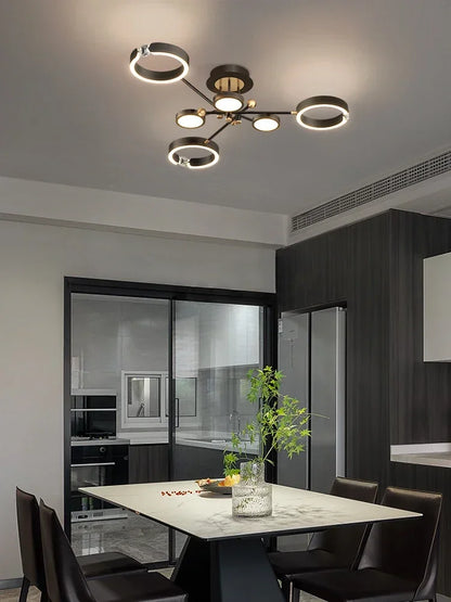 DecorBites™ Gold Plated Chandelier with Remote Control, Crystals Decoration for Living Room