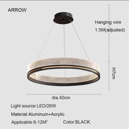 DecorBites™ Black/Gold LED Pendant Lights | Modern Design for Home Lighting Decoration